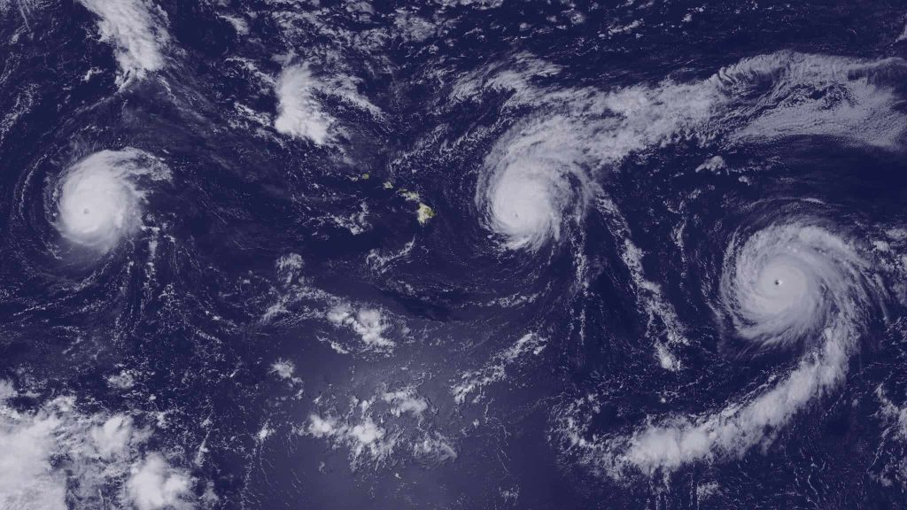 Multiple hurricanes at once on satellite - Photo